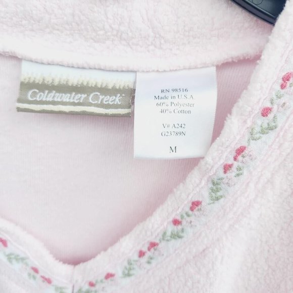 Size M Women's Coldwater Creek Sweater Pink Vneck embroidered flowers vintage - Picture 3 of 7